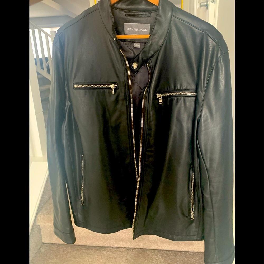 Micheal Kors Synthetic Leather Moto Jacket